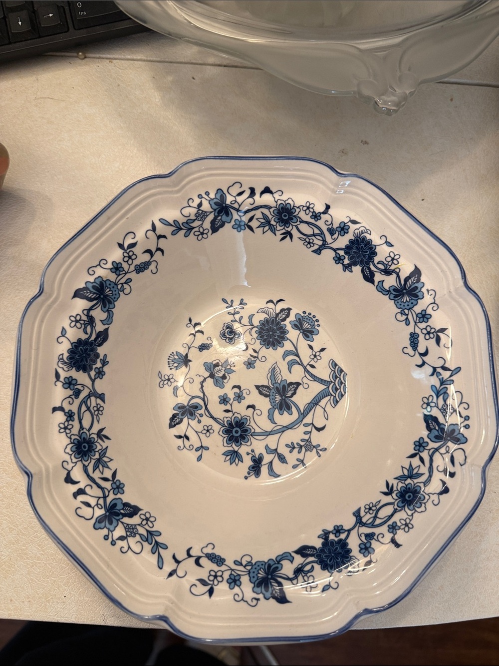 Blue Floral Ceramic Serving Bowl - Classic Blue and White